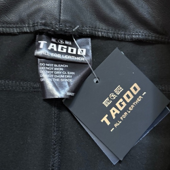 Tagoo Faux Leather Pleather Pants Womens Size Medium New With Tag Black Biker - Picture 3 of 5